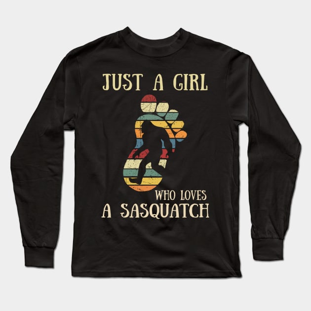 Vintage Just A Girl Who Loves A Sasquatch Bigfoot T-Shirt Long Sleeve T-Shirt by danielsho90